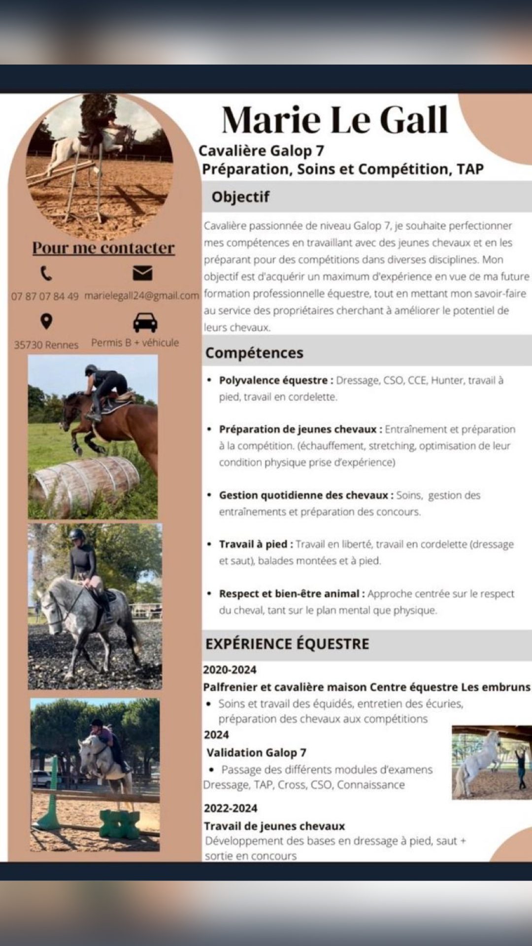 Cavalière Préparation, Soins et Compétition, TAP, média 2