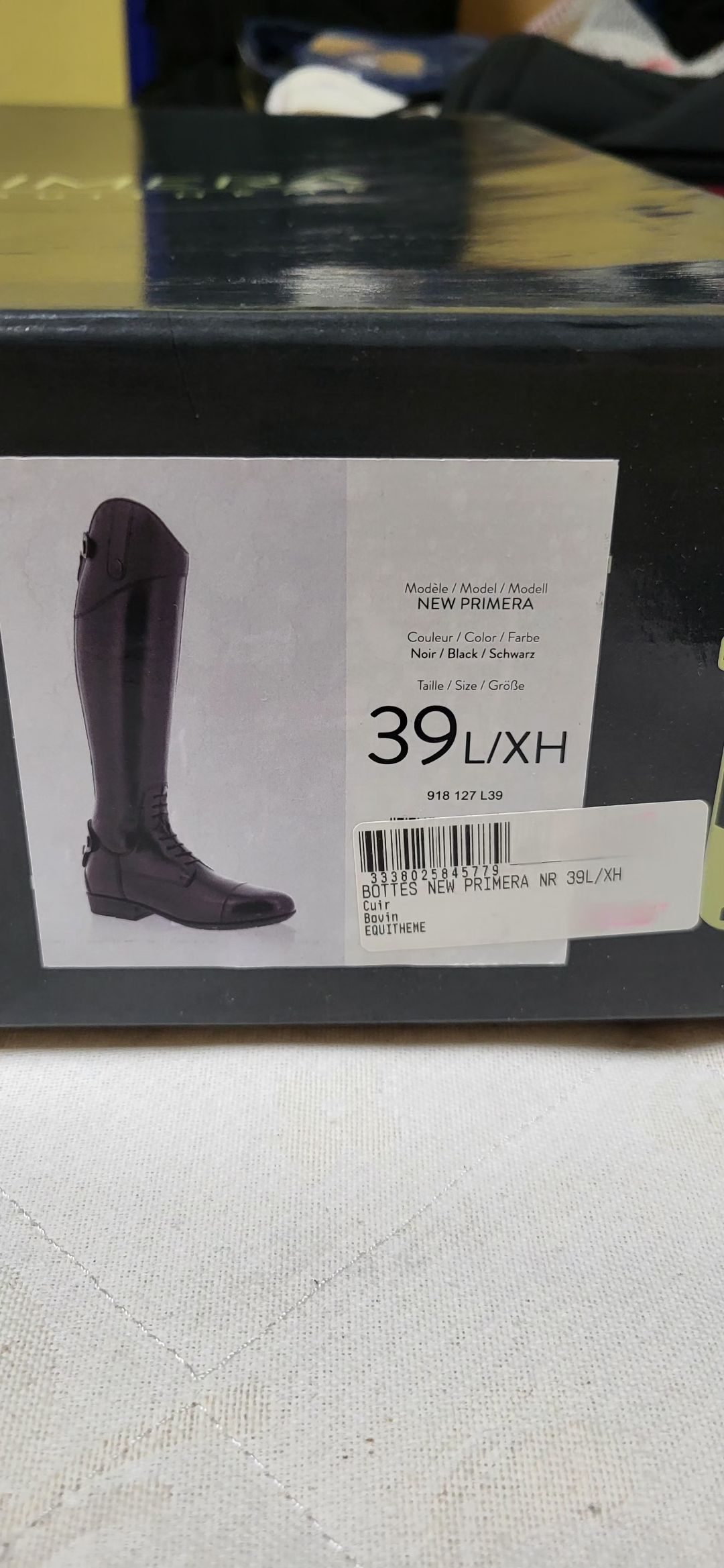 Bottes Equitheme cuir noir neuve, média 5