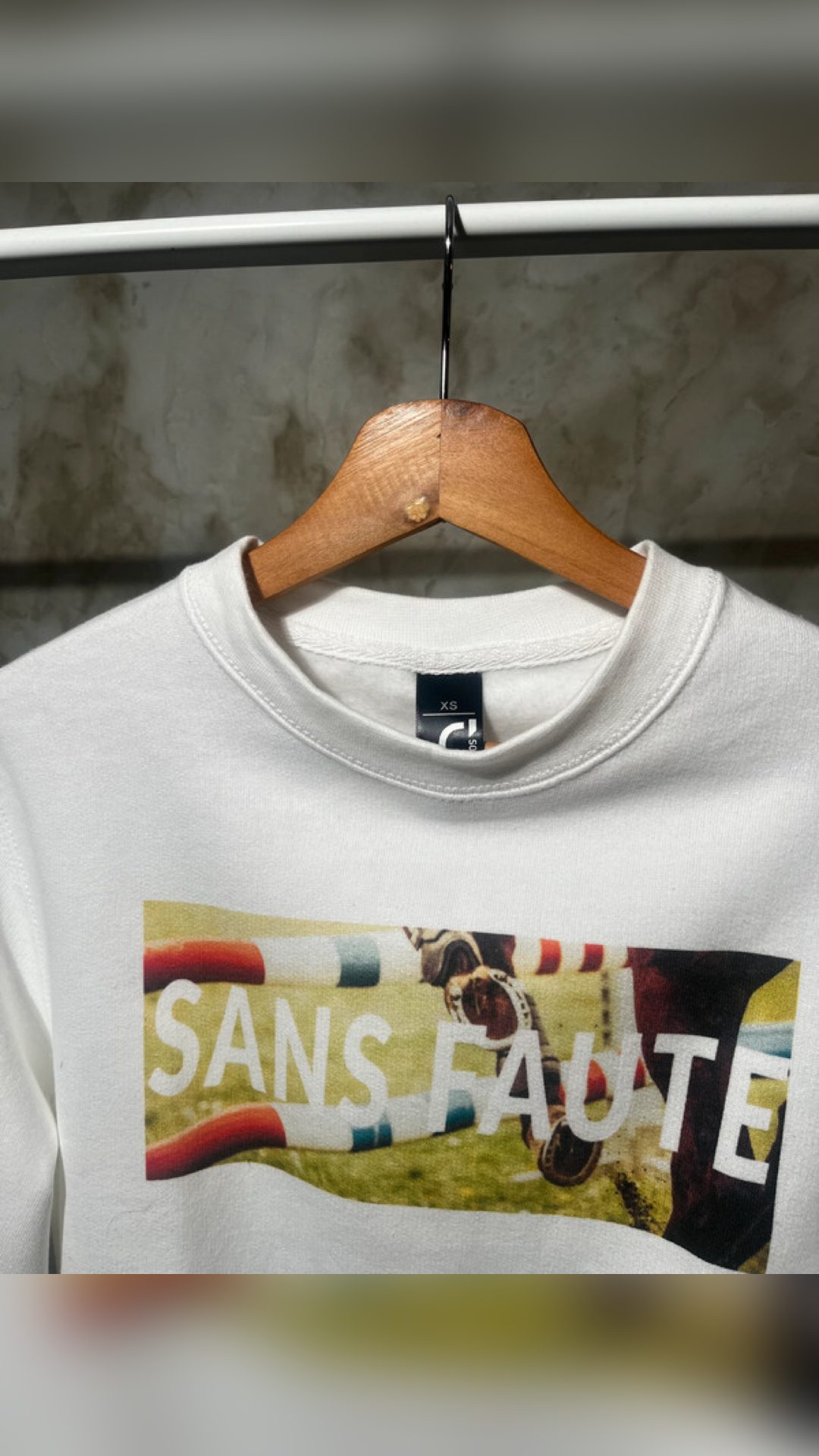 Pull équitation - neuf - blanc - taille XS - cavalière - poney-club - imprimé en France, média 3
