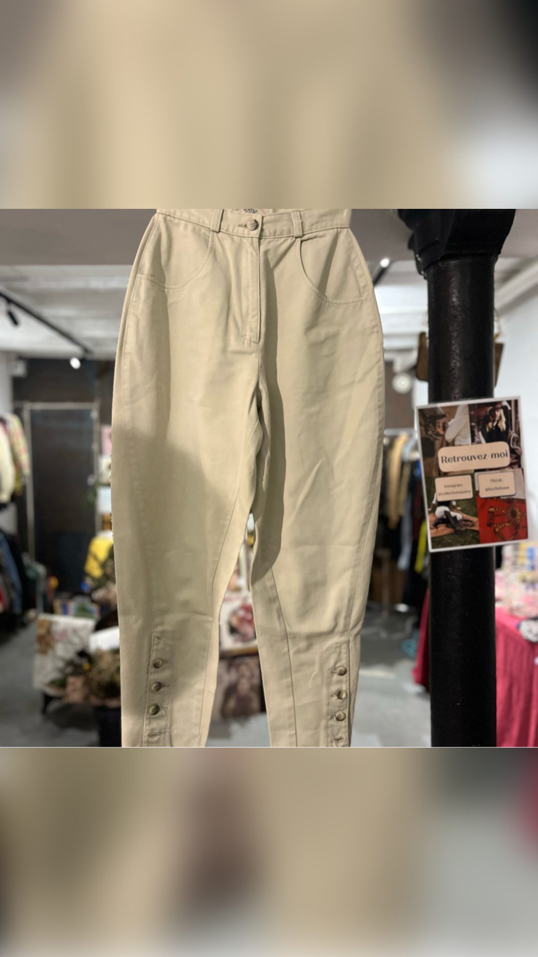Pantalon vintage style équitation - taille 36 - Ventilo La colline - beige, média 2