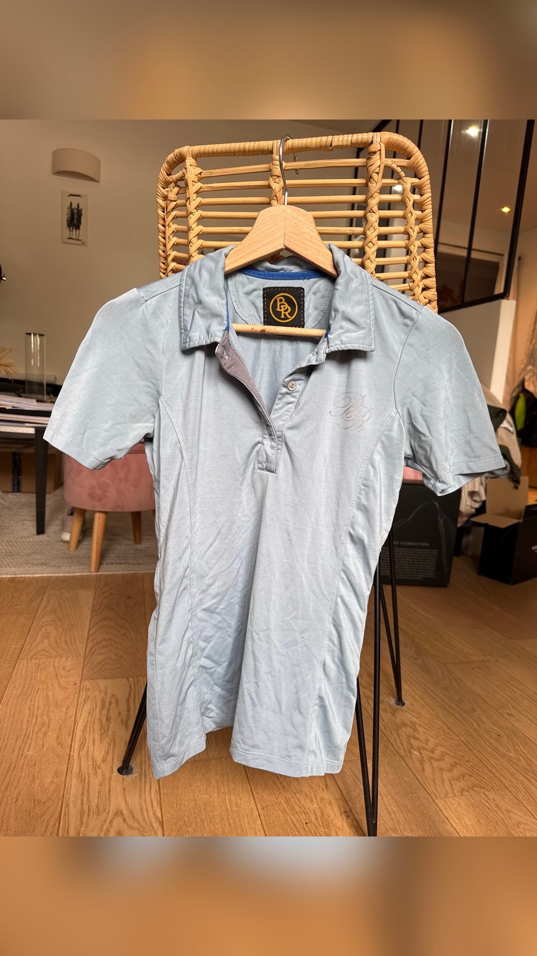 Polo BR bleu ciel et gris pailleté, média 3