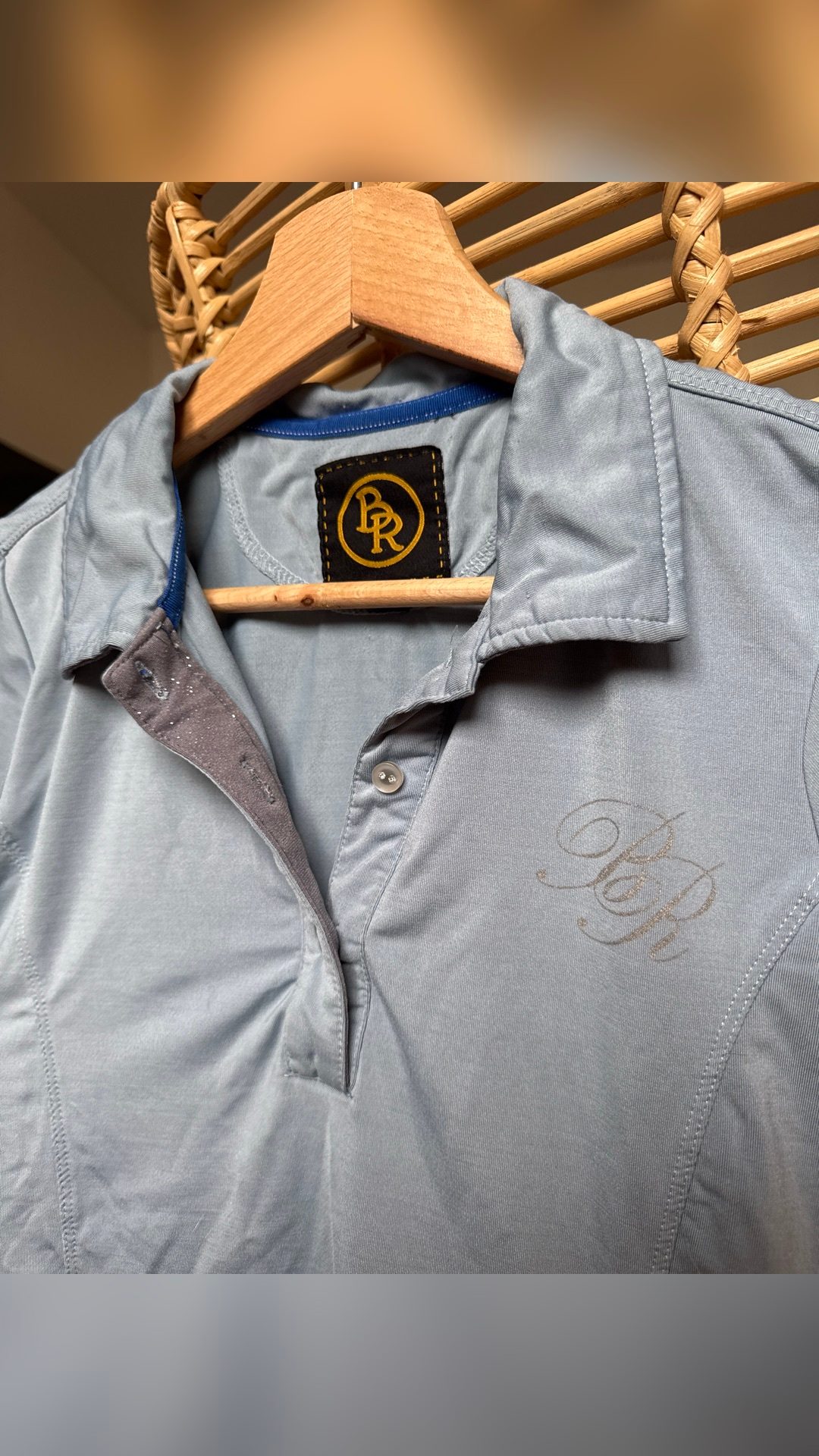 Polo BR bleu ciel et gris pailleté, média 4