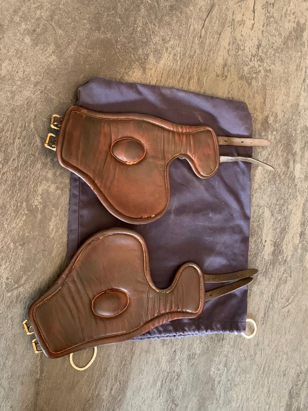 Bruno Delgrange Guêtres + Protège Boulet en cuir marron taille cheval, média 2