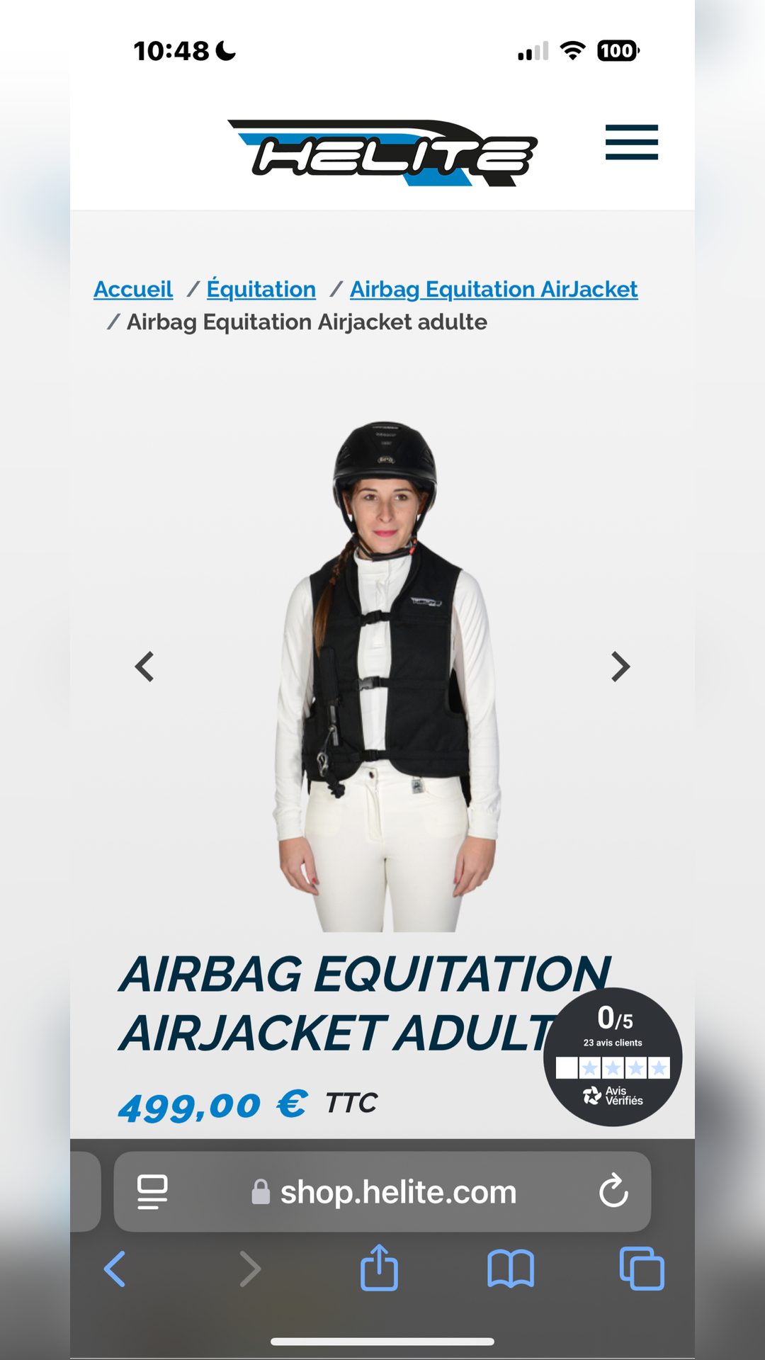 Gilet Air Bag helite taille L adulte, média 4