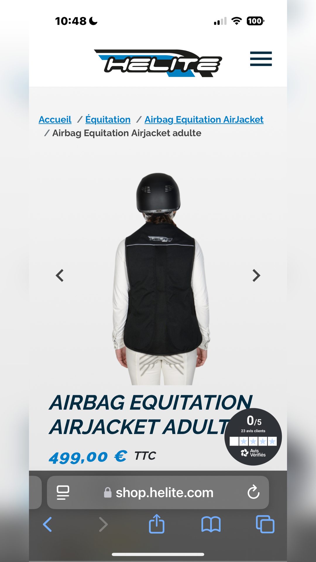 Gilet Air Bag helite taille L adulte, média 5
