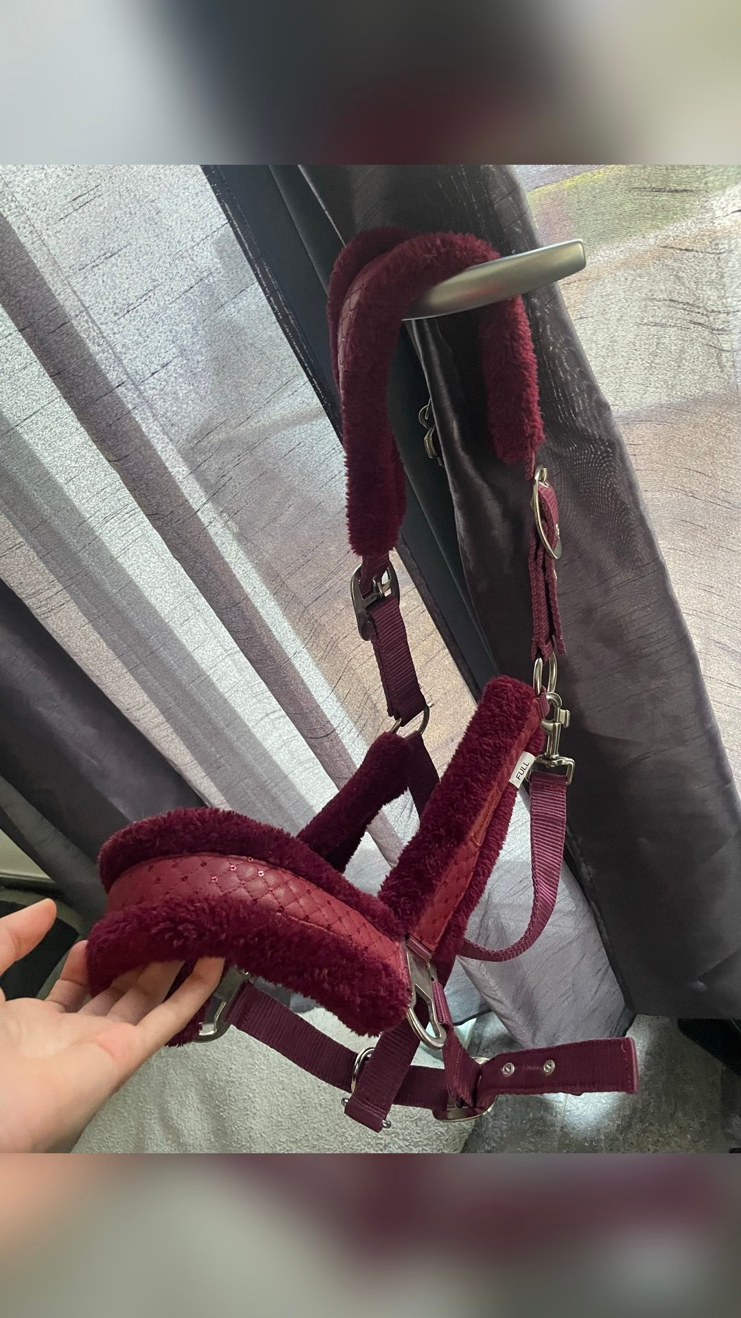 Licol rouge bordeaux à paillettes et à moumoute, média 4
