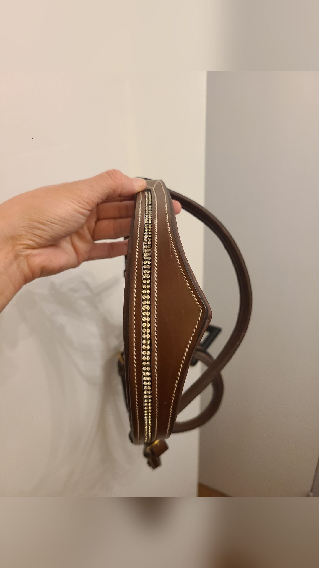 Filet Marron à strass cheval avec rênes antidérapantes, média 2