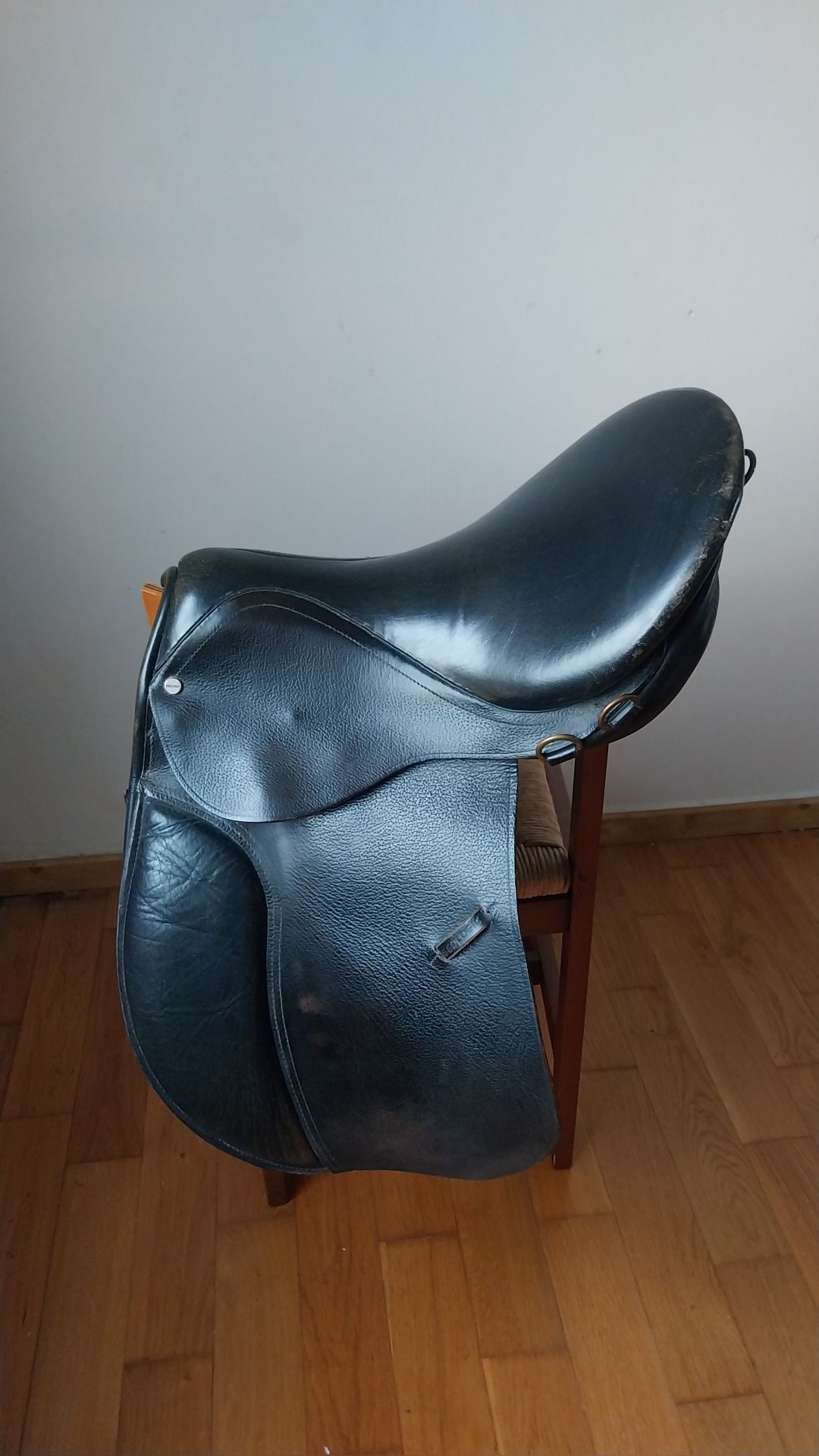 Selle équitation cuir cheval - noire, média 4