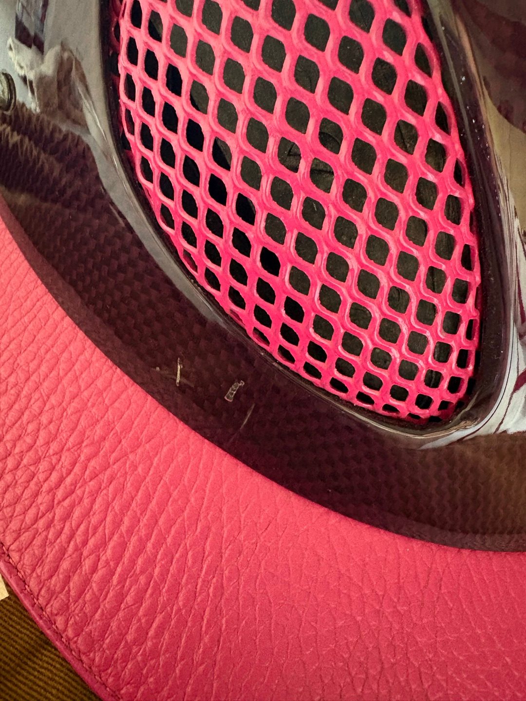 Casque / Bombe GPA First Lady Carbone Cuir Rose & Strass T.57, média 3