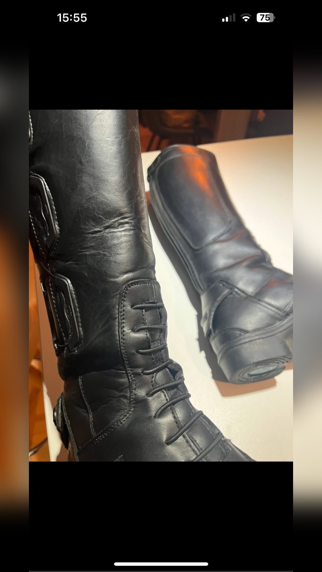 Bottes réglables cuir noir, média 9