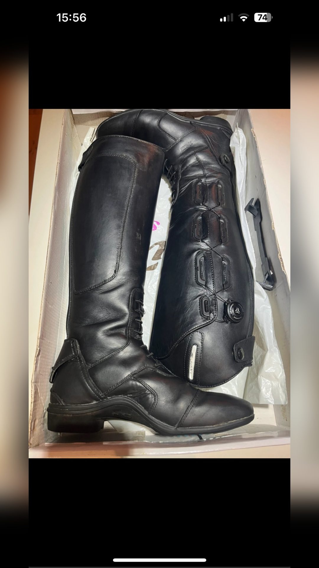 Bottes réglables cuir noir, média 6