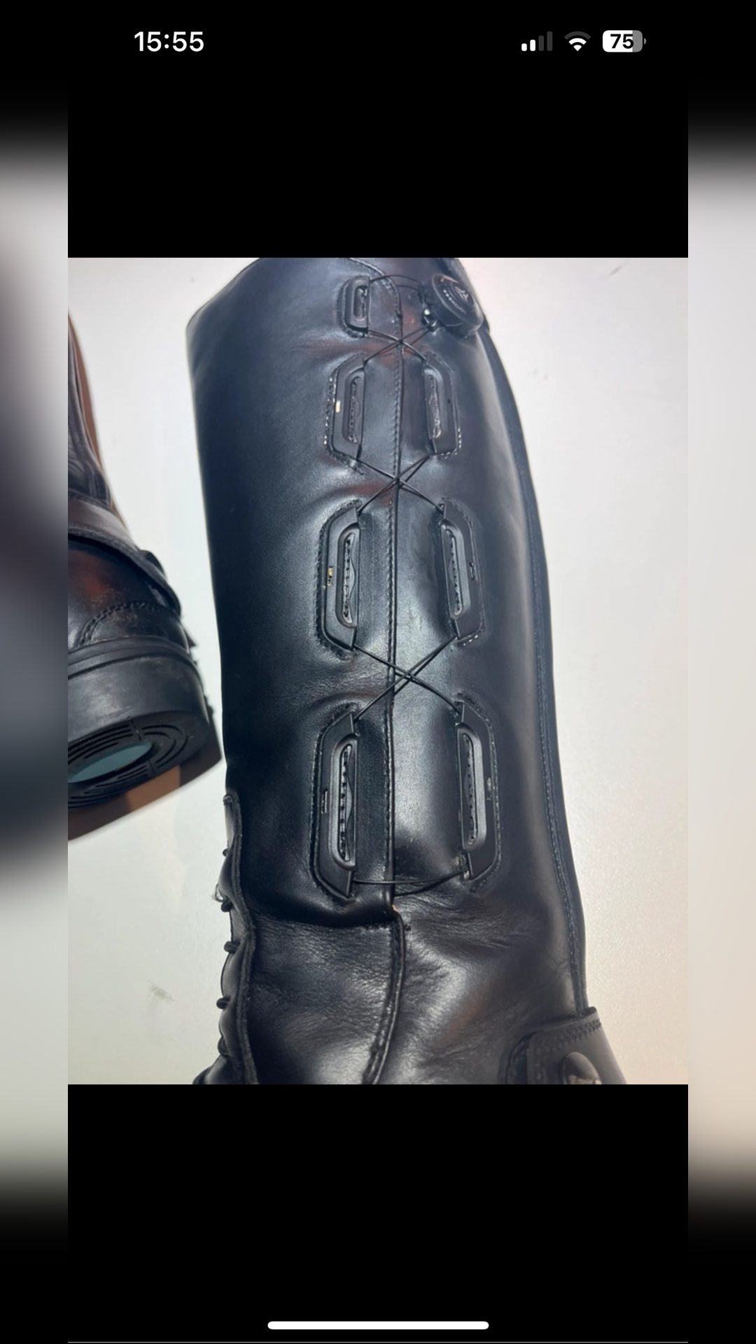 Bottes réglables cuir noir, média 8