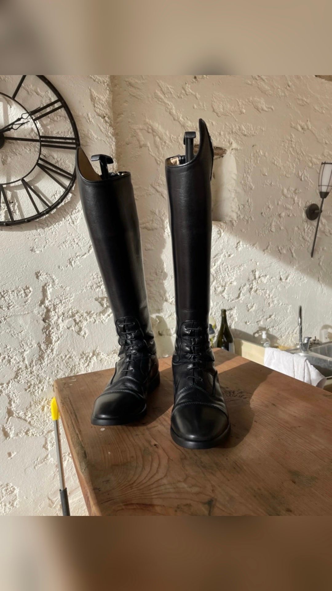 Bottes d’équitation Fellini, cuir noir véritable, média 4