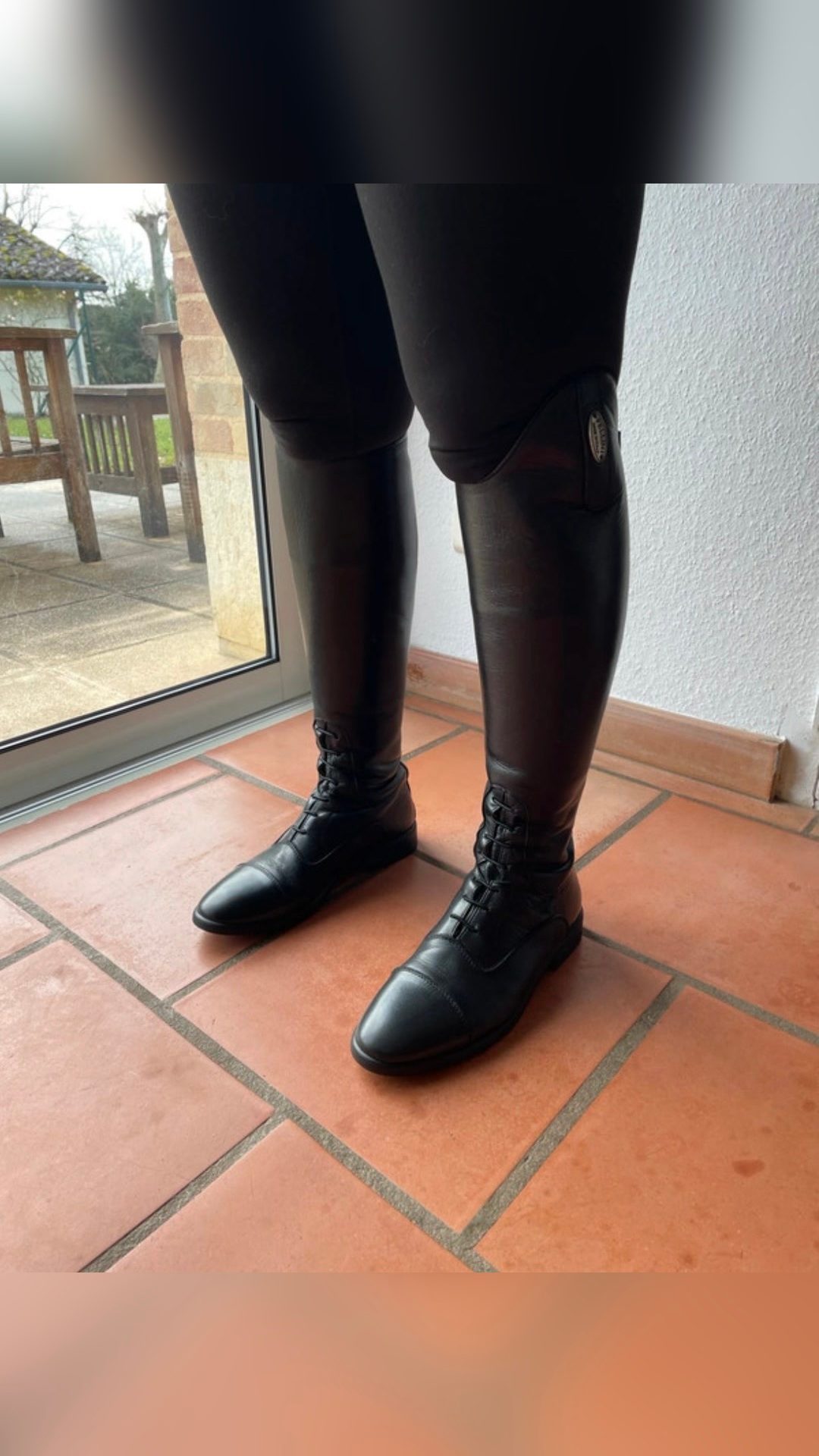 Bottes d’équitation Fellini, cuir noir véritable, média 9