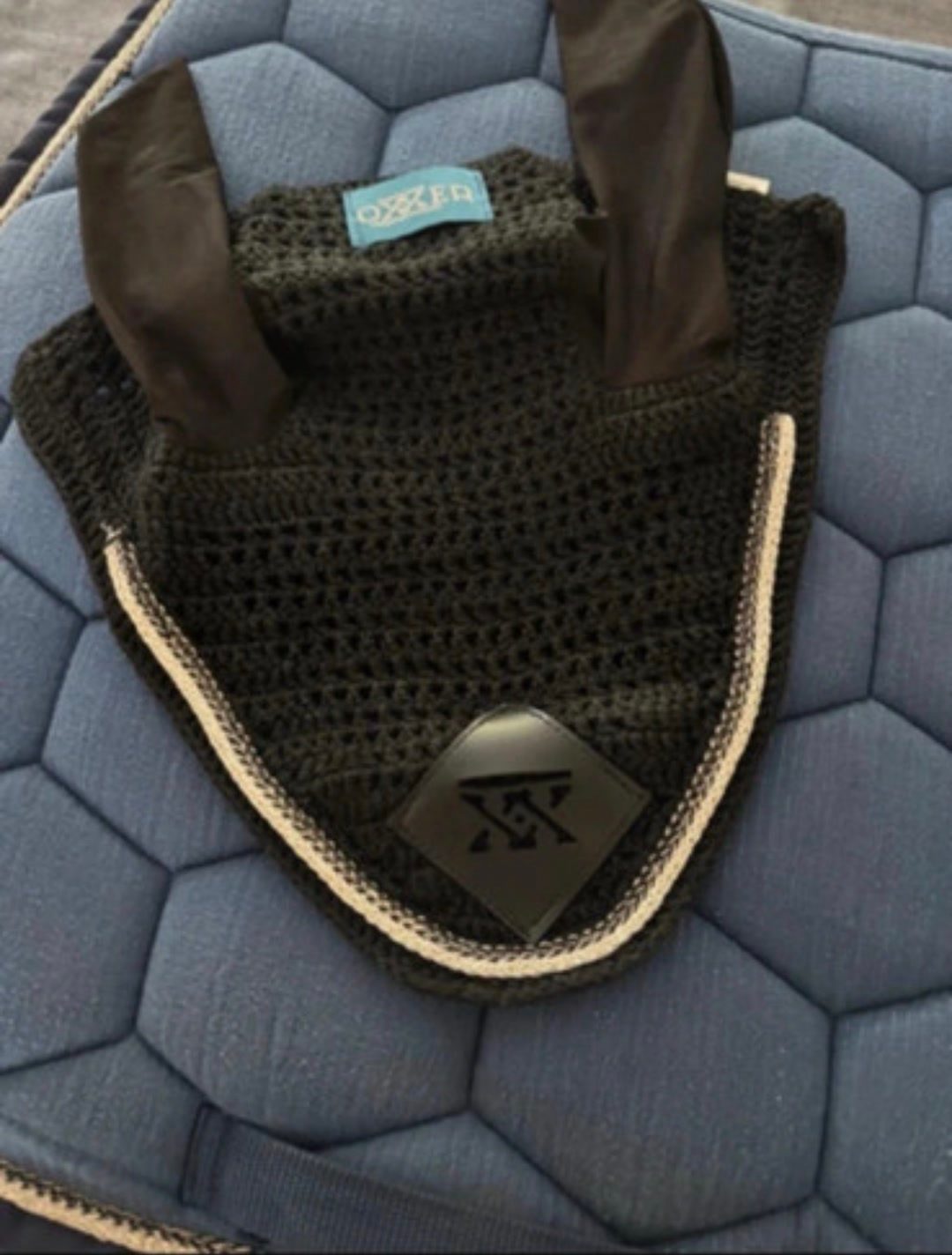 Ensemble tapis de selle + bonnet oxxer bleu paillette, média 2
