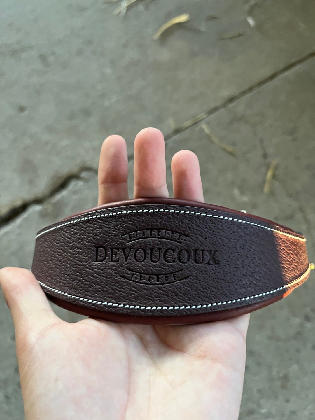 Licol en cuir devoucoux havane V2 neuf, média 9