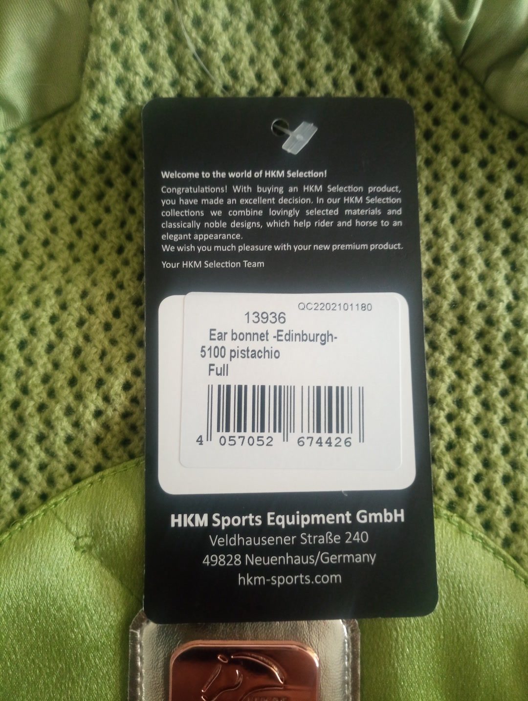 Bonnet HKM Vert Pistache, média 4