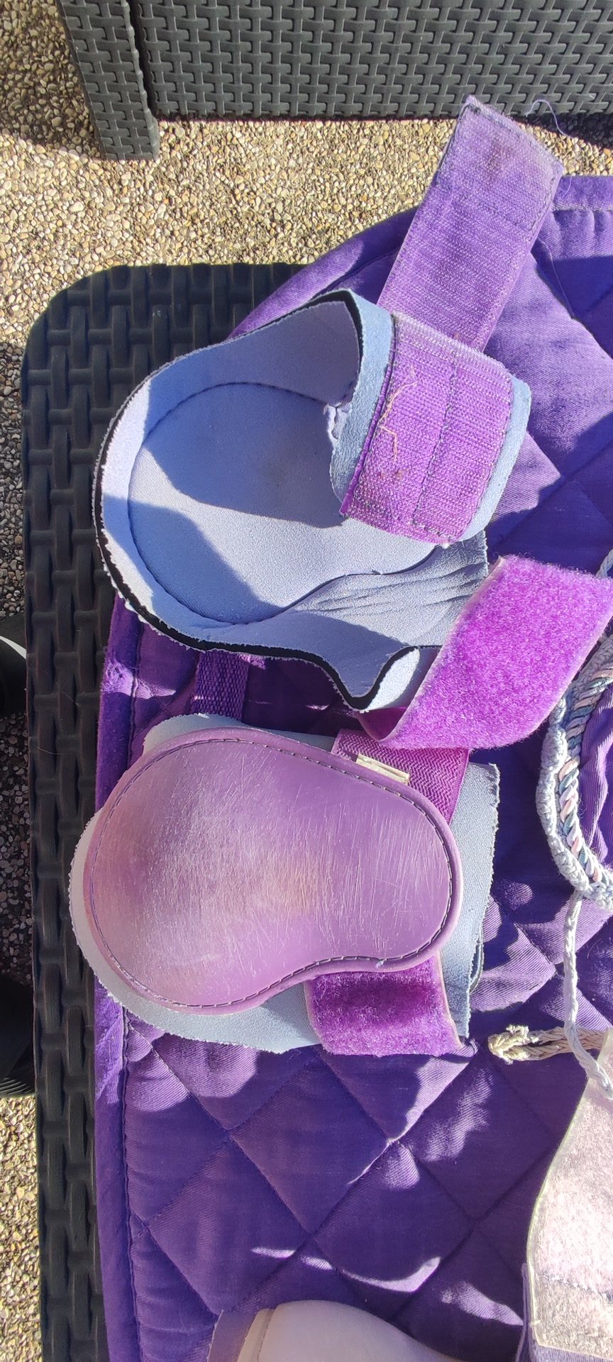 Ensemble violet tapis bonnet guêtres protèges boulet  taille chevall, média 2