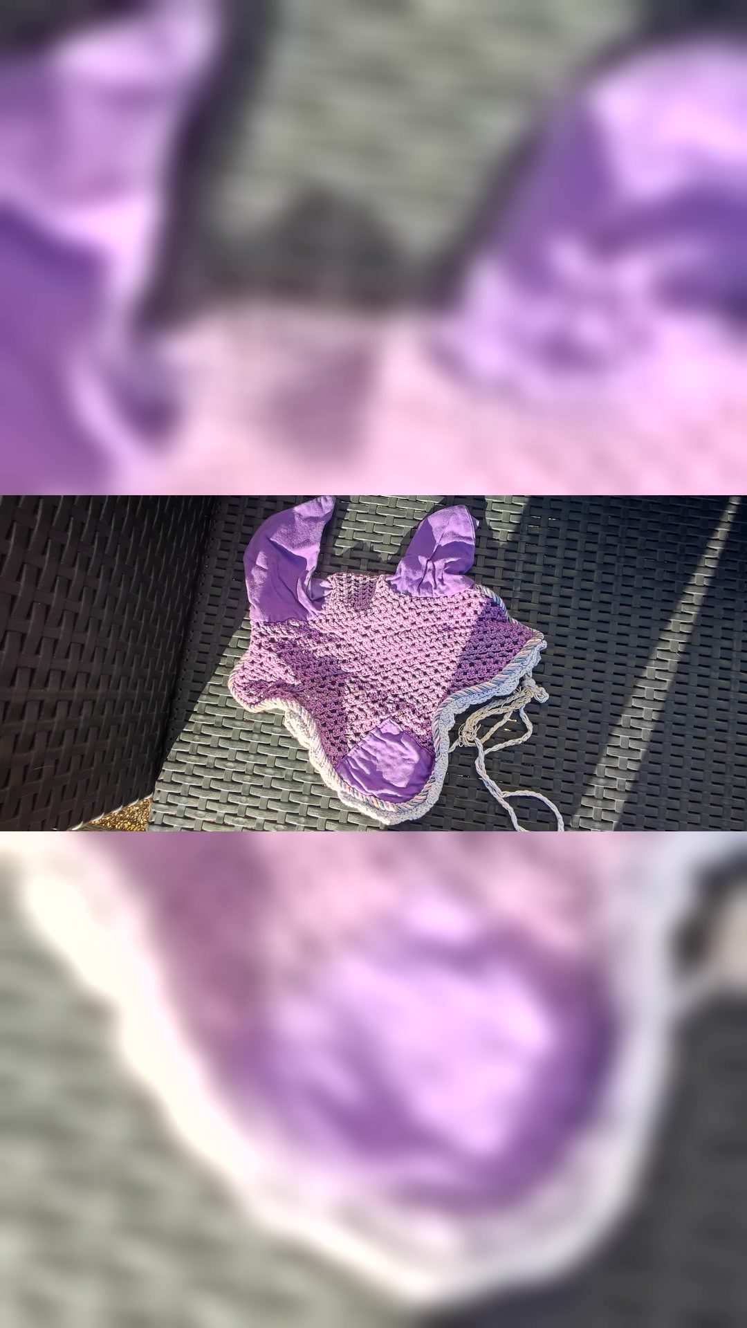 Ensemble violet tapis bonnet guêtres protèges boulet  taille chevall, média 4