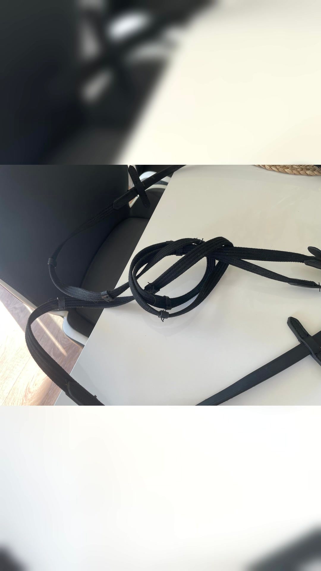Filet / Bride en cuir noir avec mors et rênes – Très bon état, média 4