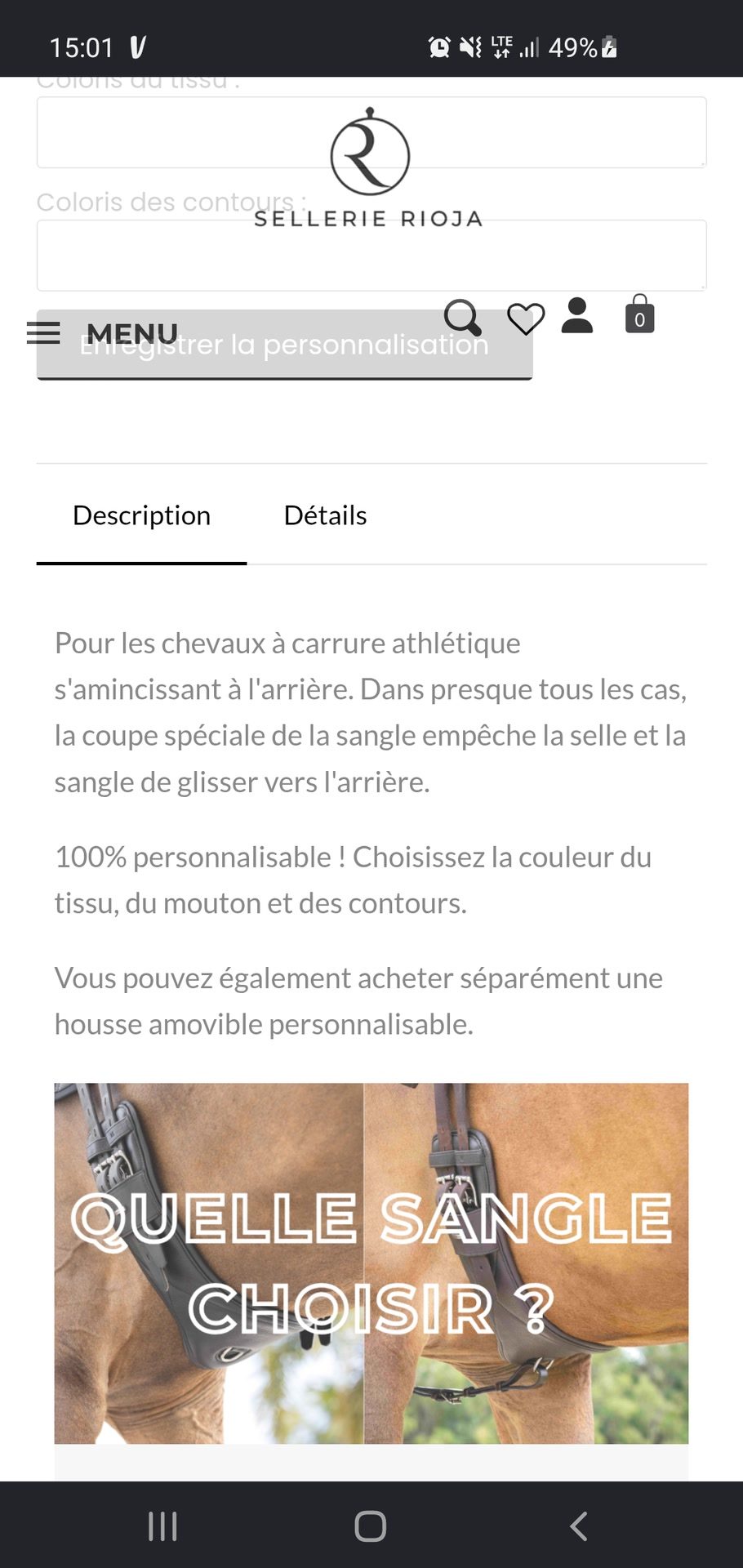 Sangle courte Keiffer 55cm, média 7