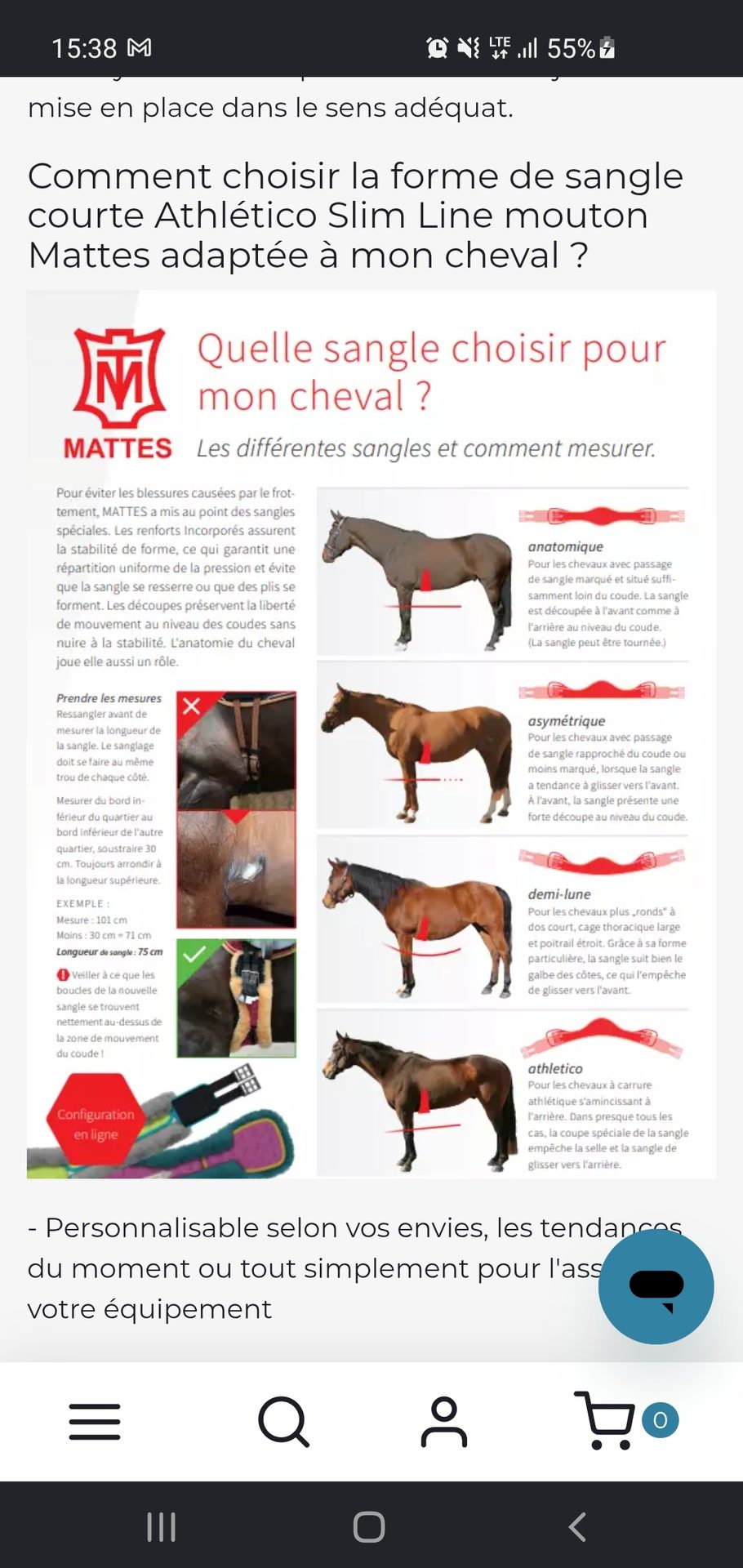 Sangle courte Keiffer 55cm, média 6