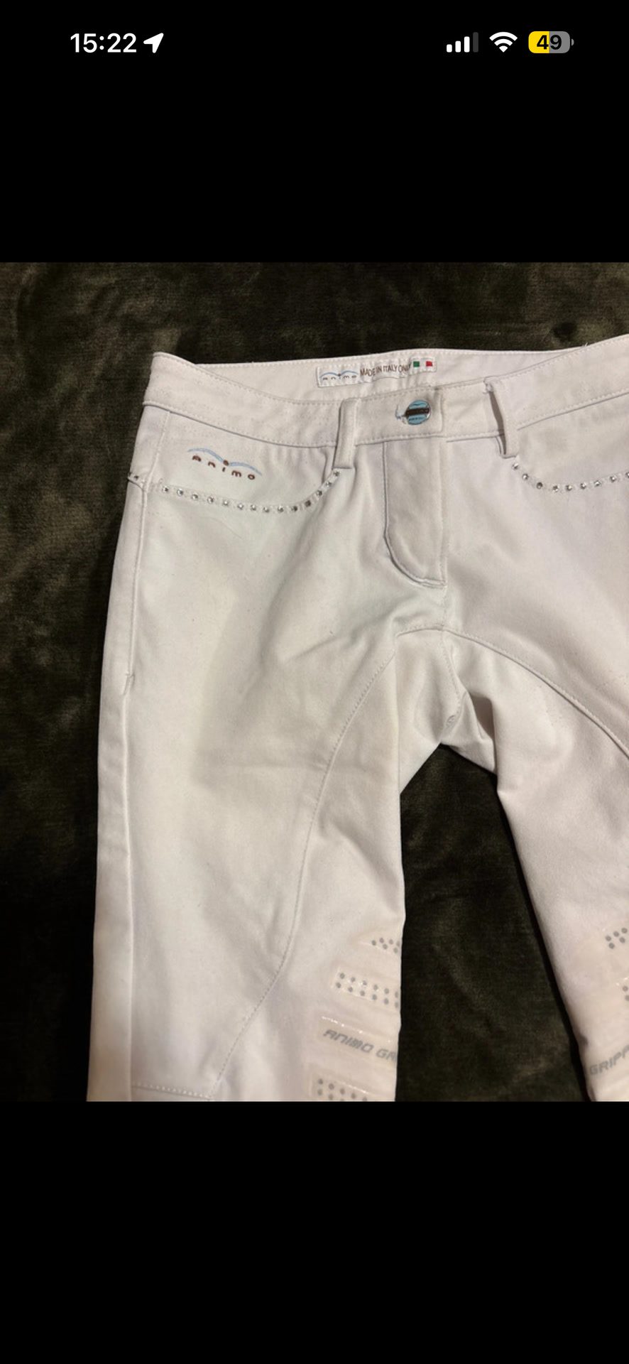 Pantalon à strass animo blanc taille XS 34 italien D32, média 2