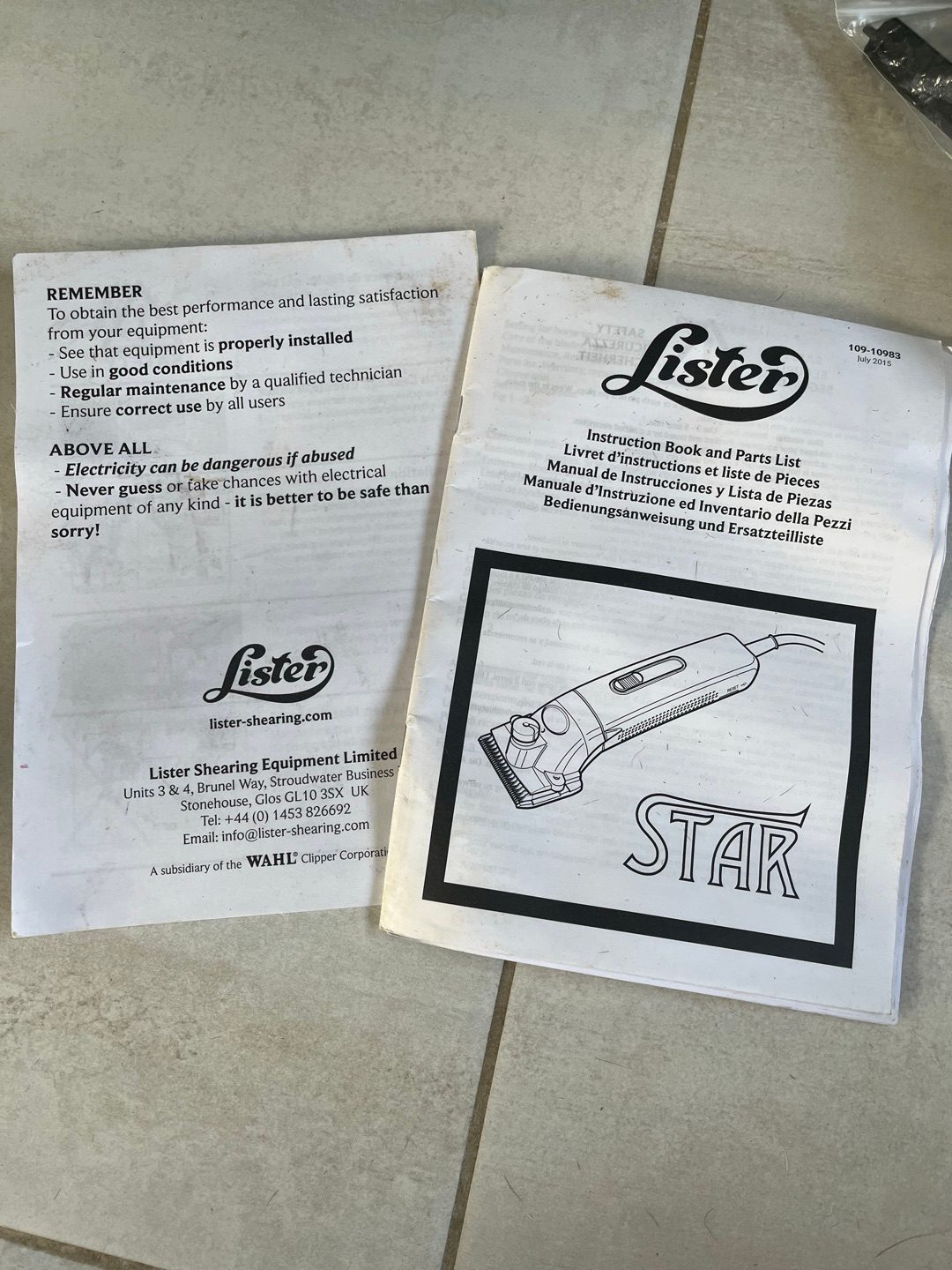 Tondeuse Lister Star, média 9