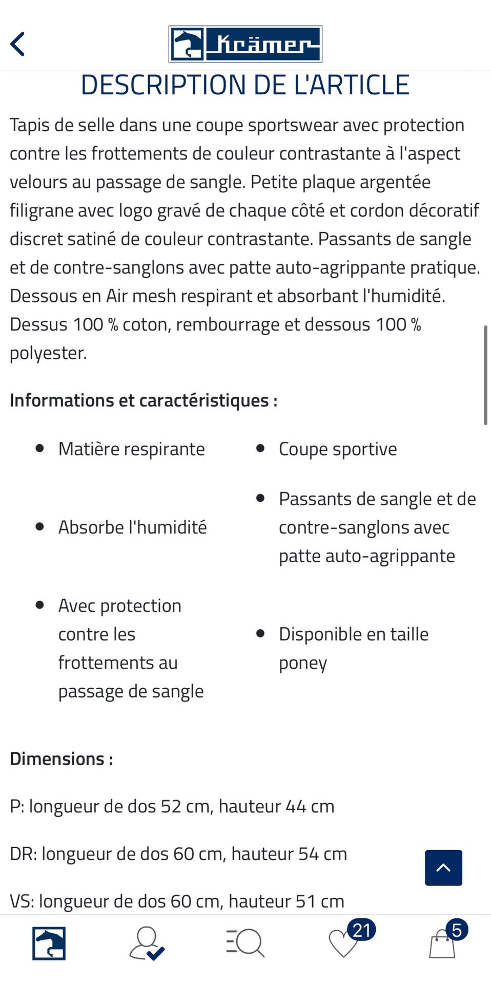Tapis de selle, média 6